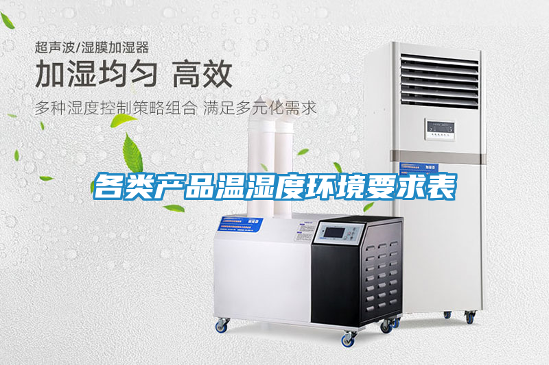 各类产品温湿度环境要求表